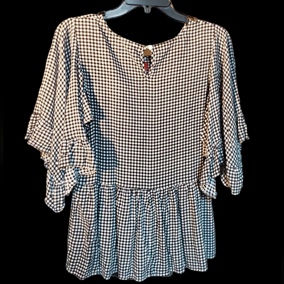 Entro boutique brand women's rayon blouse flowy gingham embroidered sz medium - Picture 3 of 6